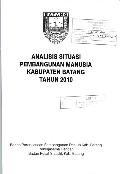 Analysis of the Quality of Human Development in Batang Regency 2010